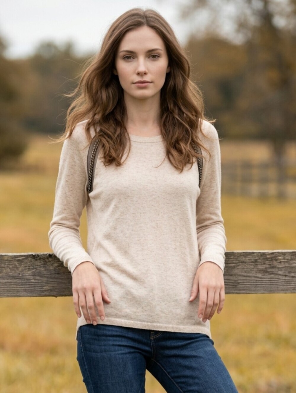 RACHEL Rachel Roy Cream Relaxed Fit Elegant Embellished Chic Sweater Size Small